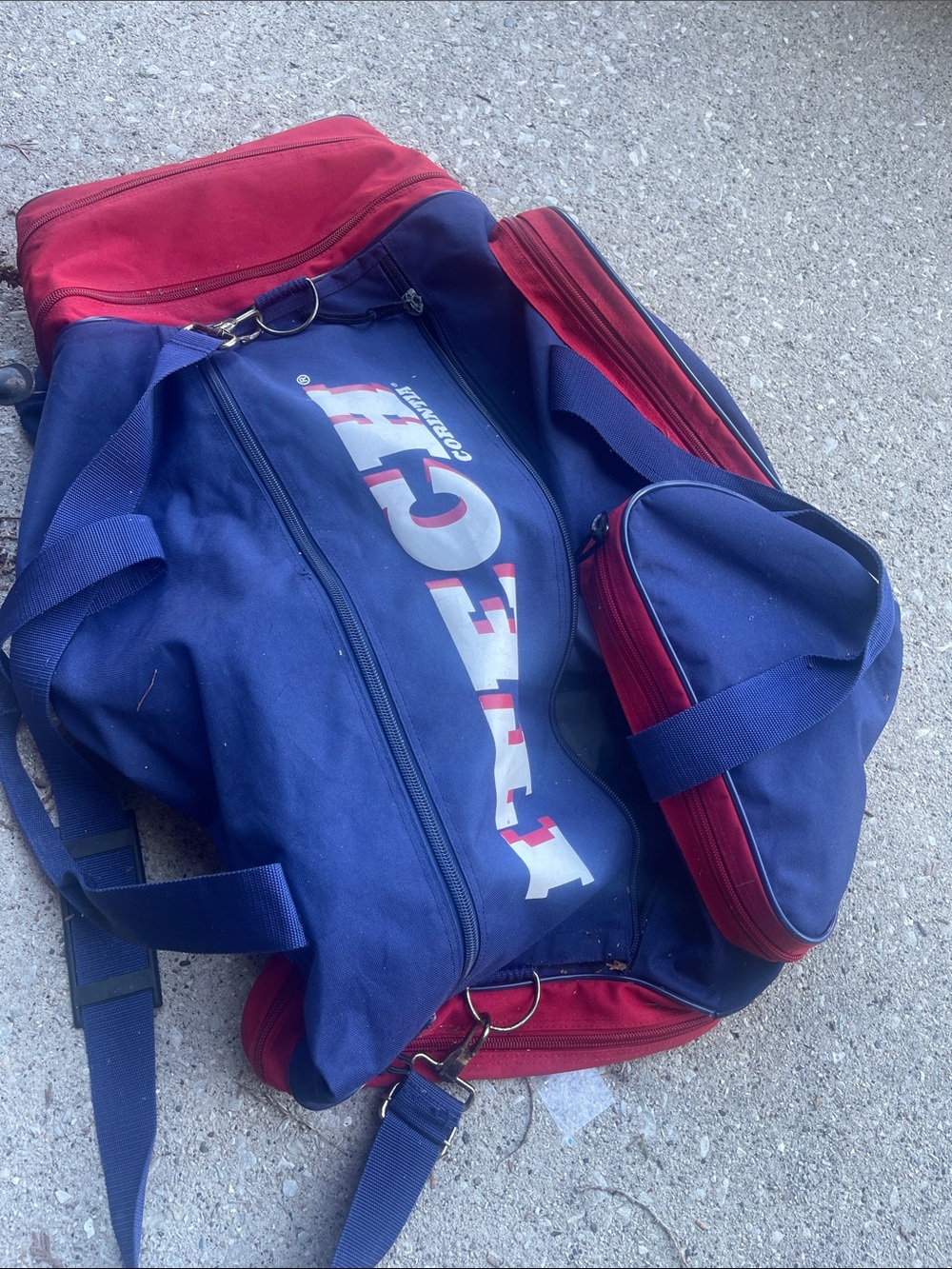 Navy & Red Sports HOCKEY Duffel Bag -